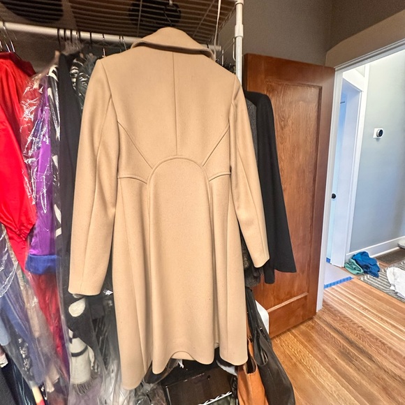 Reiss Camel Double-Breasted wool big collar Coat mid length Peacoat - Picture 3 of 12